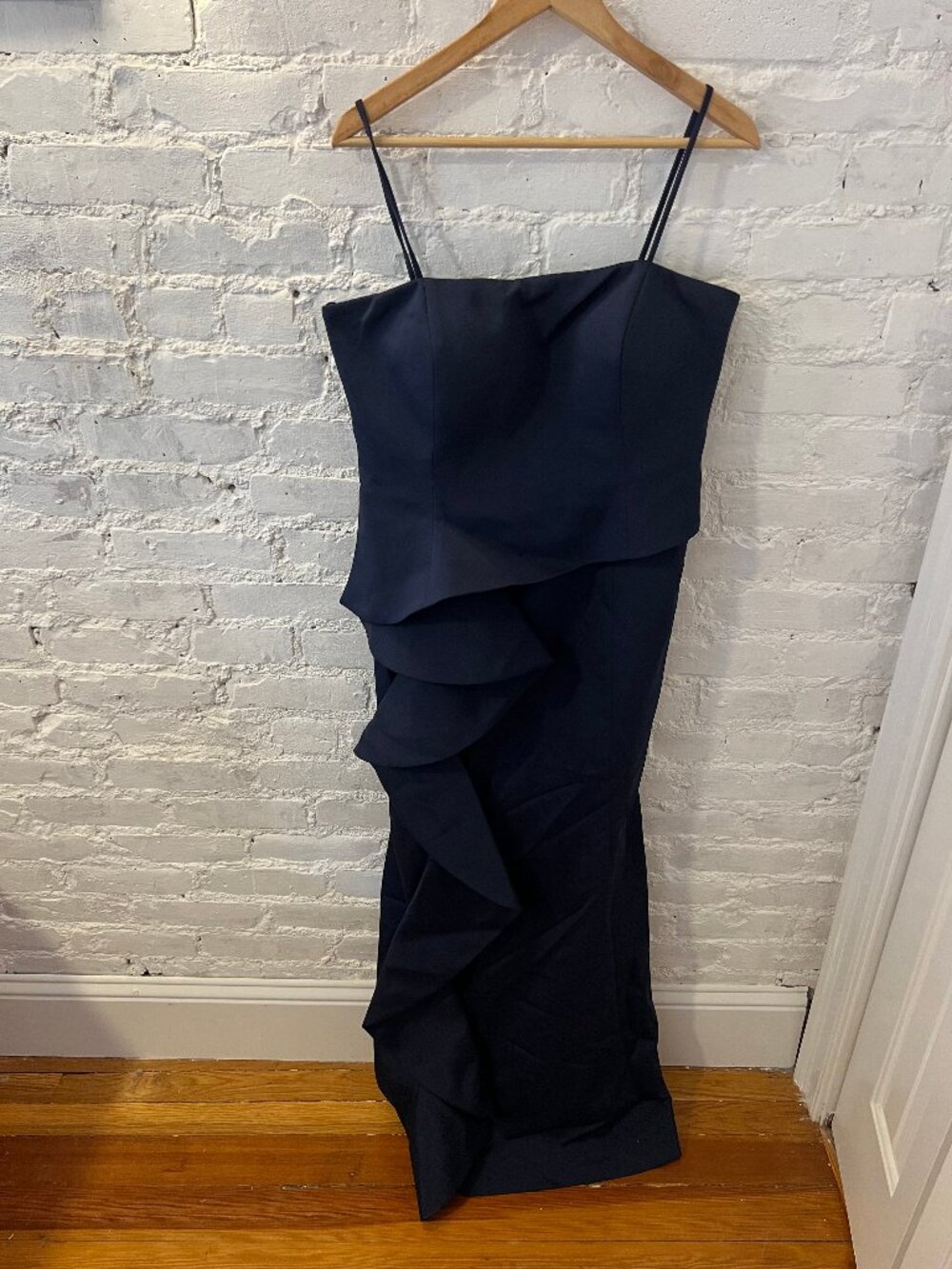 John Paul Ataker Strapless Asymmetric Overlay Ruffled Detail Long Dress Size 12